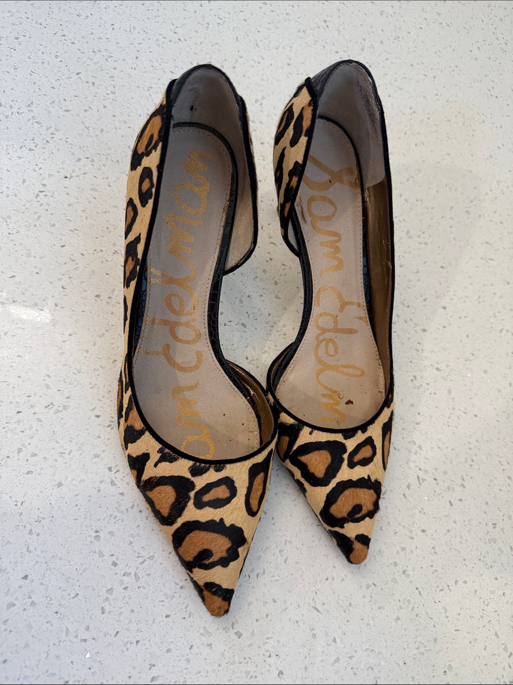 Sam Edelman Leopard-Print Pointed Toe Pumps - Tan & Black